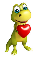 cute Dinosaur cartoon character with heart
