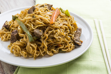 Noodles and vegetables