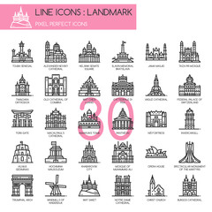 Landmark , thin line icons set ,pixel perfect icon
