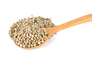 White pepper grains isolated on white background
