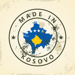 Stamp with map flag of Kosovo