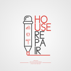 House repair with a marker and tools