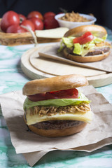 Burgers with ingridients