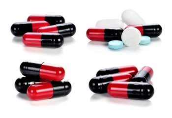 pills capsules isolated on white background