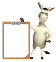 cute Donkey cartoon character with exam pad