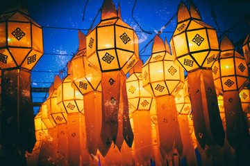 Beautiful thai style lantern, Chiang Mai, Thailand .Vintage effect