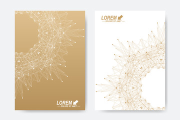 Modern vector template for brochure, Leaflet, flyer, cover, magazine or annual report. A4 size. Business, science, medicine and technology design book layout. Abstract presentation. Round molecule.