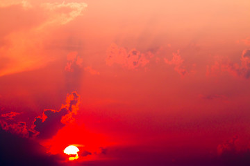 colorful dramatic sky with cloud at sunset