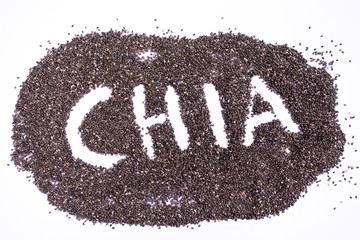 Chia seeds. Chia word made from chia seeds