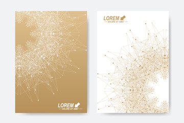 Modern vector template for brochure, Leaflet, flyer, cover, magazine or annual report. A4 size. Business, science, medicine and technology design book layout. Abstract presentation with golden mandala