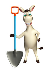Donkey cartoon character with digging shovel