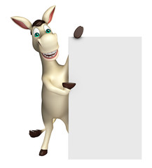 cute Donkey cartoon character with white board