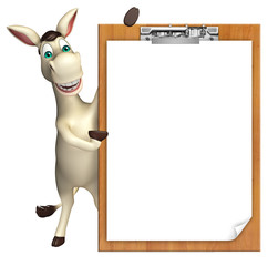 cute Donkey cartoon character with exam pad