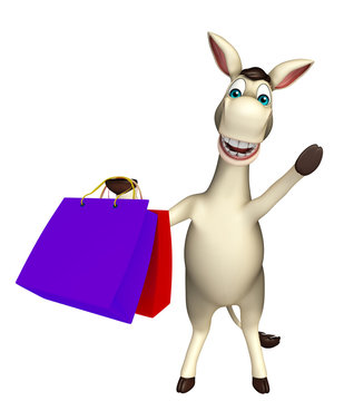 Donkey cartoon character Donkey cartoon character with shopping
