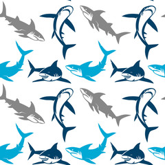 Sharks silhouettes seamless pattern.