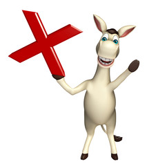 Donkey cartoon character with wrong sign