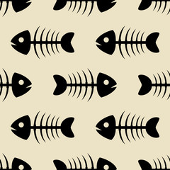 Icono plano patrón con espina de pescado sobre fondo beige