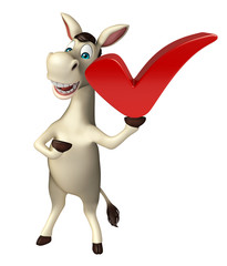 cute Donkey cartoon character with right sign