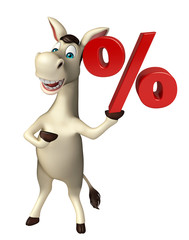 Donkey cartoon character with percentage sign