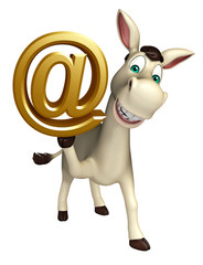 Donkey cartoon character with at the rate sign