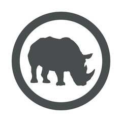 Naklejka premium Icono plano rinoceronte en circulo color gris