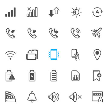 Notification icons for Mobile Phone and Application with White Background