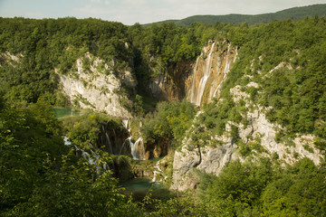 View of beautiful waterfalls in Plitvice lake, Croatia