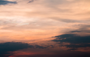colorful dramatic sky with cloud at sunset