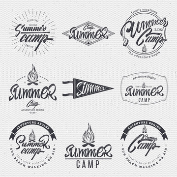Summer Camp - badge, icon, poster, label, print, stamp, can be used in design