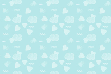 Funny seamless pattern in blue and white colors.