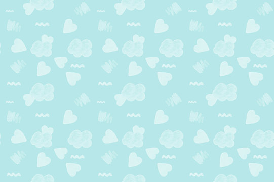 Funny seamless pattern in blue and white colors.