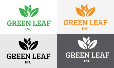 green leaf vector logo and business