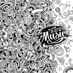 Cartoon hand-drawn doodles Musical illustration