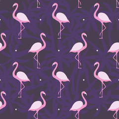 Obraz premium Flamingo seamless pattern. Vector illustration.