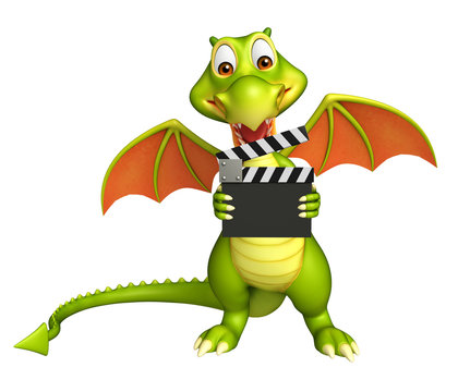 fun Dragon cartoon character with clapper board