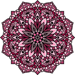 Round ornament. Design for coloring book page or tattoo. Decorative element. Art nouveau.