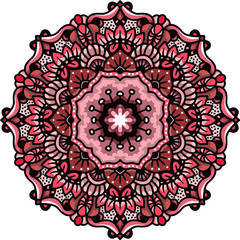 Round ornament. Design for coloring book page or tattoo. Decorative element. Art nouveau.