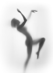 Silhouette of a beautiful, sexy, pretty woman body, dancing.
