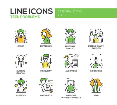 Teen Problems- Line Design Icons Set