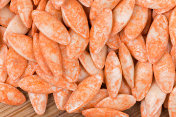 Hybrid cucumber seeds, macro close up