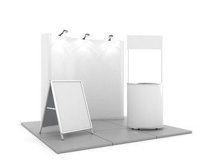Blank trade show booth mock up. 3D rendering