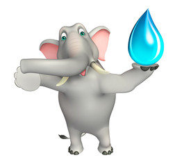 fun  Elephant cartoon character with water drop