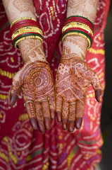 henna design, bride , Hindu wedding , Rajasthan, India