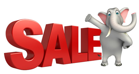 cute Elephant cartoon character with big sign