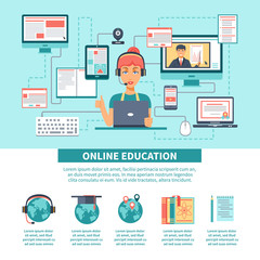 Fototapeta na wymiar Online Education Training Infographics