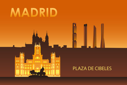 Cybele palace in the night Madrid