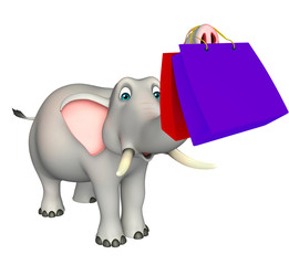 Elephant cartoon character with shopping bag