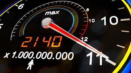 Meter Showing the Past and Predicted Change of World Population