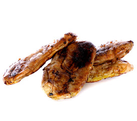 Roasted banana or bake whole banana on white background