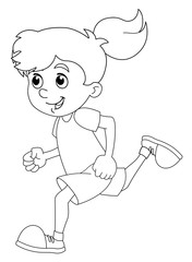 Cartoon child training - girl - coloring page - illustration for the children